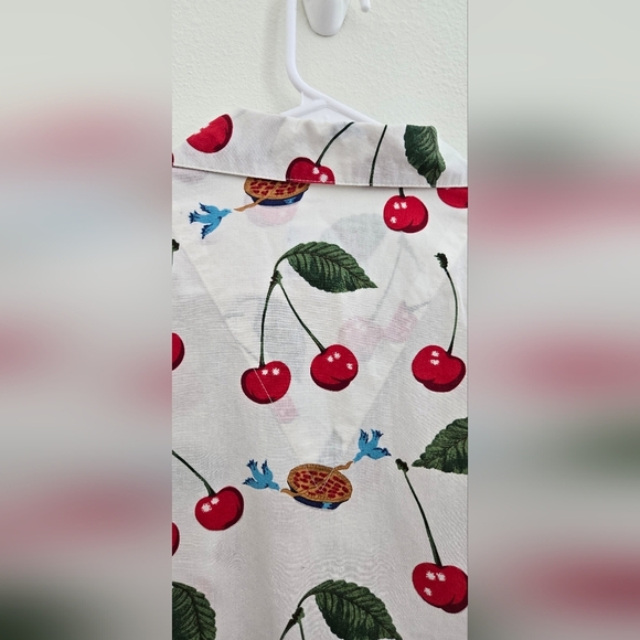 Nick & Nora Cherry Pie Blue Birds Pajama Top size Small - Picture 9 of 10